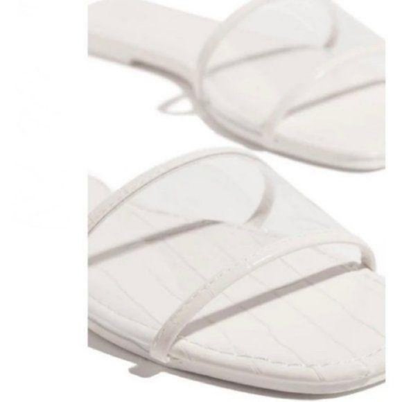 !! RESTOCKED !! Clear Strap Slide in White Croc - Picture 4 of 7